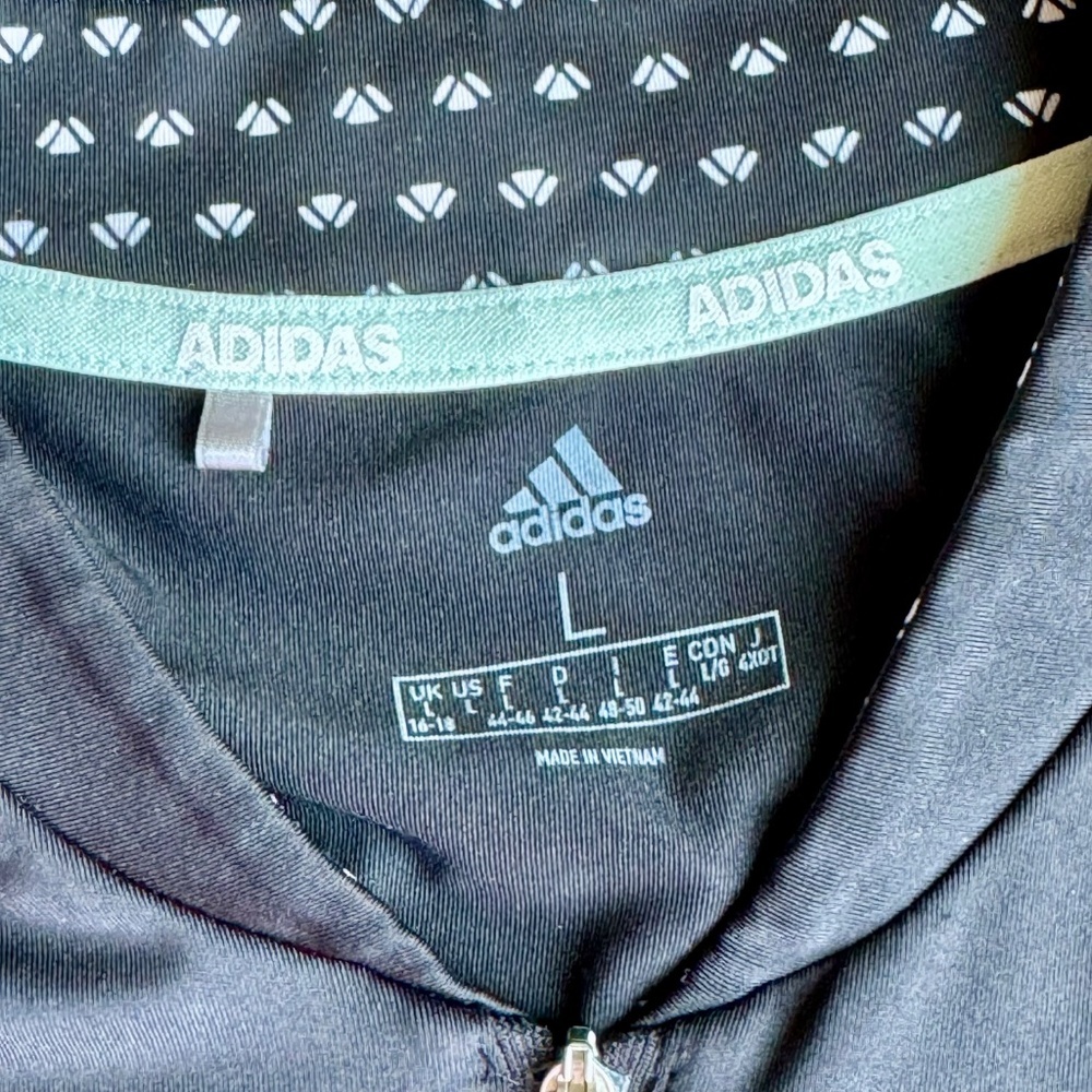 Adidas Ultimate 365 Printed Black Quarter-Zip Short Sleeve Golf Shirt Size L - Picture 6 of 14